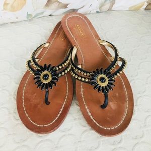 Coach Slip-On Floral Beads Sandal